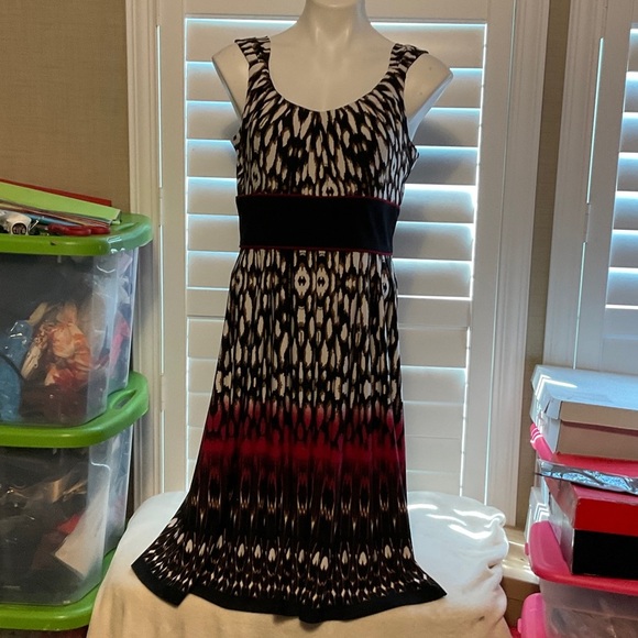 R&M Richards Black and Red Midi Dress - Picture 1 of 8
